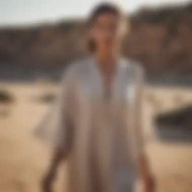 Effortless Linen Flowing linen summer caftan in neutral tones