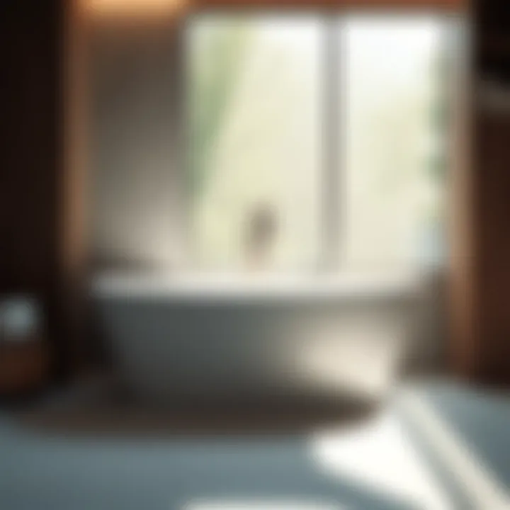 Elegant Freestanding Tub Bathed in Natural Light Luxurious freestanding tub surrounded by natural light