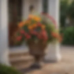 Elegant Frontgate Flower Pot with Floral Arrangement