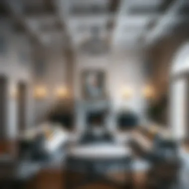 Elegant Great Room with Classic Fireplace An elegant great room designed with a classic fireplace and luxurious furnishings