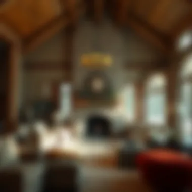 Rustic Great Room with Stone Fireplace A rustic great room showcasing a stone fireplace as a focal point