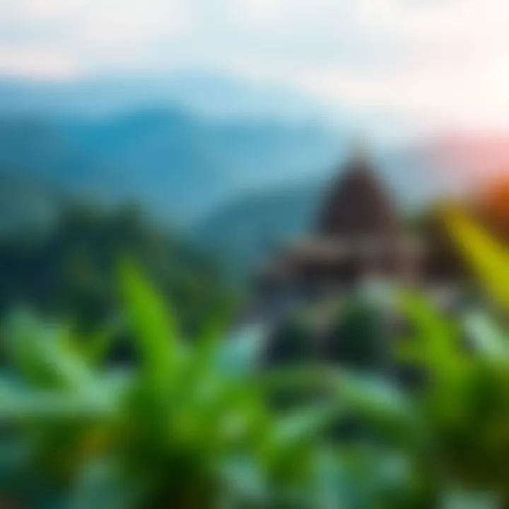 Historical Significance of Ancient Temples An ancient temple surrounded by lush greenery and mountains