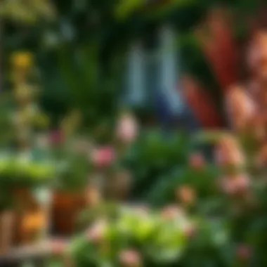 A well-maintained outdoor garden featuring diverse plant species.