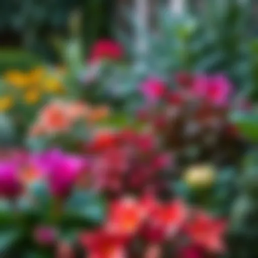 A vibrant display of various hearty outdoor plants thriving in a garden.