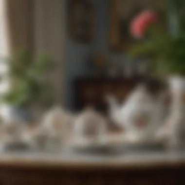 Herend Tea Set in Luxurious Ambience An elegant Herend tea set displayed in a luxurious setting