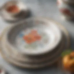 A stunning porcelain dinnerware set featuring intricate floral patterns.