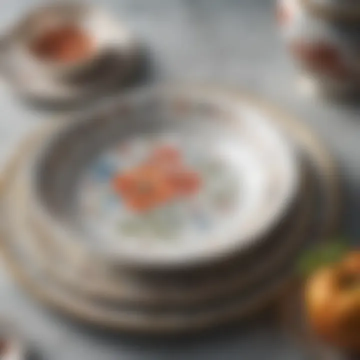 A stunning porcelain dinnerware set featuring intricate floral patterns.