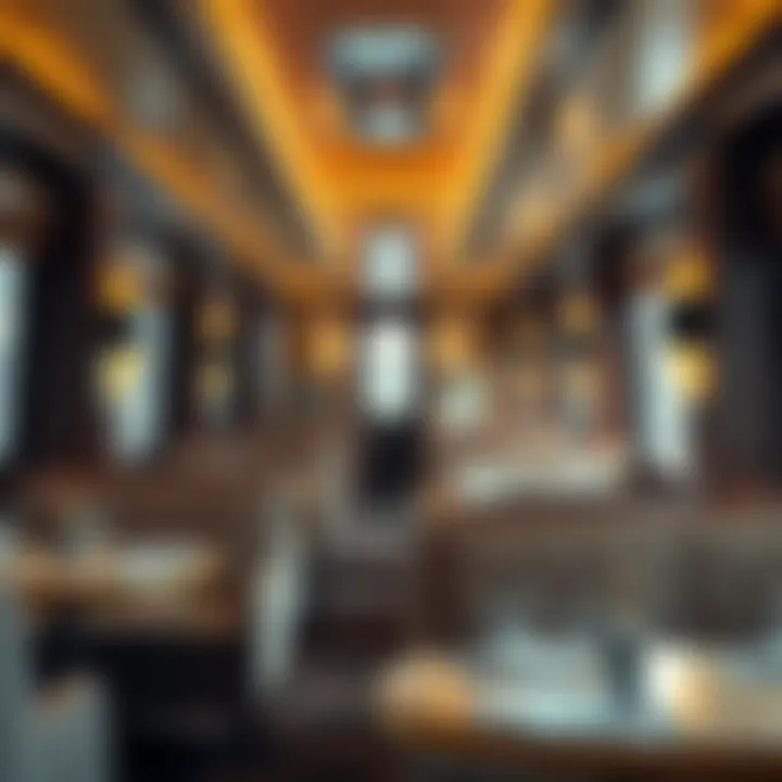 Elegant lounge area of a luxury train