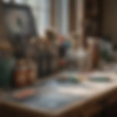 An artistic workspace enhanced by unique chalk paint selections, fostering creativity and inspiration.