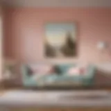 A serene living room adorned with soft pastel chalk paint shades, showcasing elegance and tranquility.