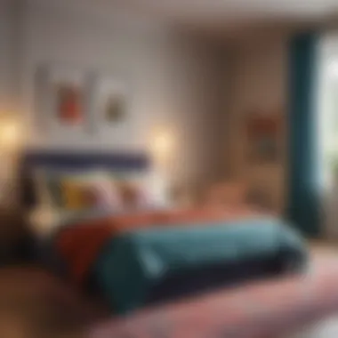 Cozy Bedroom with Vibrant Colors Vibrant color palette in a cozy bedroom