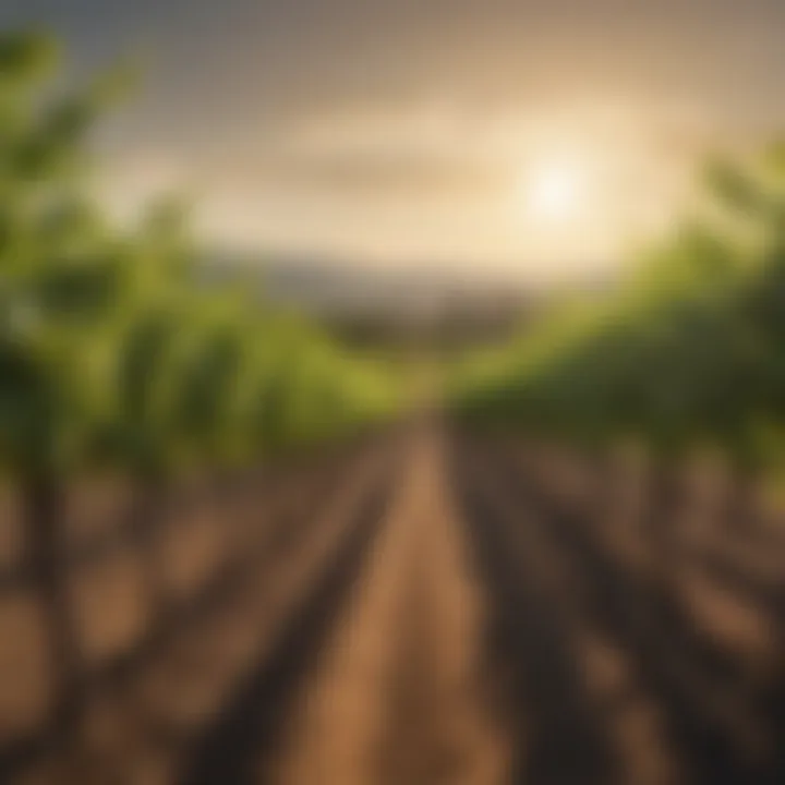Grapevines stretching into the horizon in Napa Valley