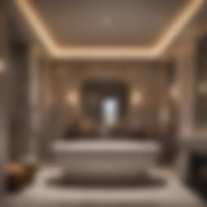 Luxurious master bathroom featuring elegant fixtures and refined decor
