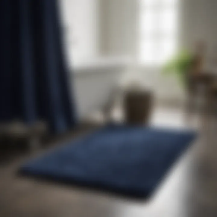 Plush Hudson Park Bath Rug in Navy Blue