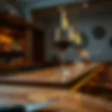 Elegant wooden bar top showcasing intricate craftsmanship