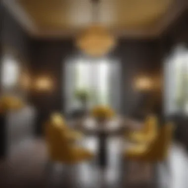 Elegant Dining Space with Yellow Decor Elegant dining space featuring yellow decor elements
