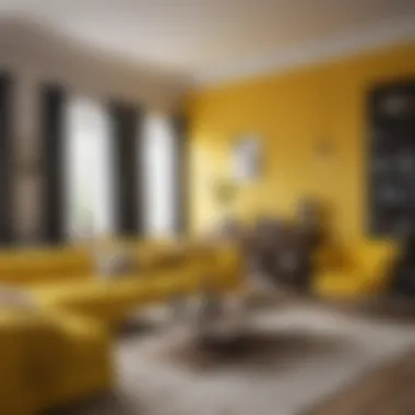 Bright Yellow Accents in Living Room Vibrant living room showcasing bright yellow accents