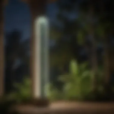 Green energy concept with solar lights adorning a column