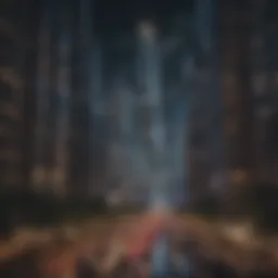 Illuminated skyline of a bustling city at night