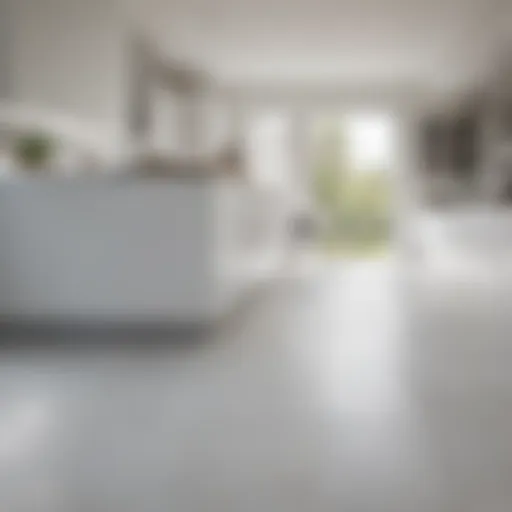 Elegant white tile floor in modern kitchen