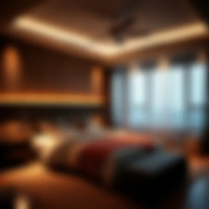 Layered lighting concept in a bedroom