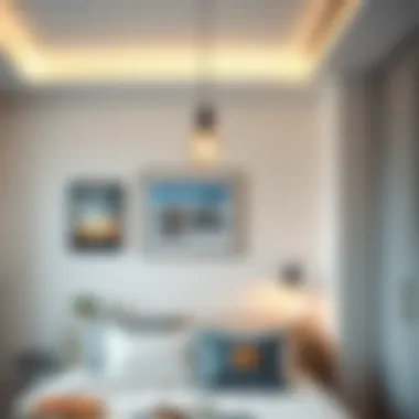 Modern pendant light in a cozy bedroom