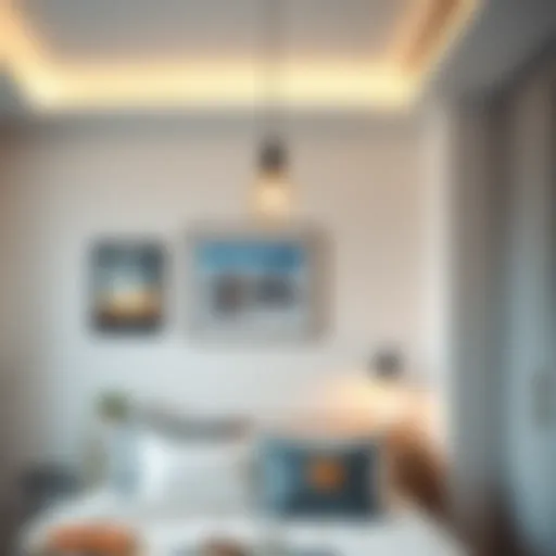 Modern pendant light in a cozy bedroom