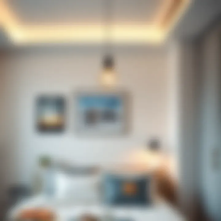 Modern pendant light in a cozy bedroom