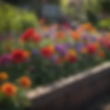 Vibrant Flowers in a Raised Bed Colorful flowers thriving in a raised garden bed