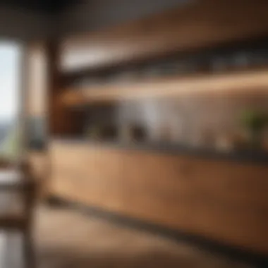 Warm Wooden Cabinetry with Modern Touch Warm wooden cabinets with modern hardware