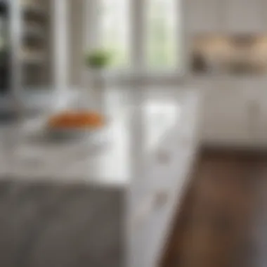 Sleek marble countertop with elegant cabinetry