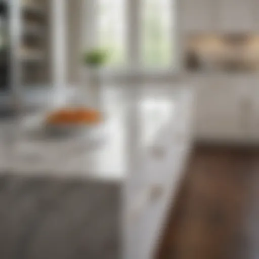 Sleek marble countertop with elegant cabinetry