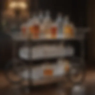 Lavish liquor cart adorned with crystal glassware