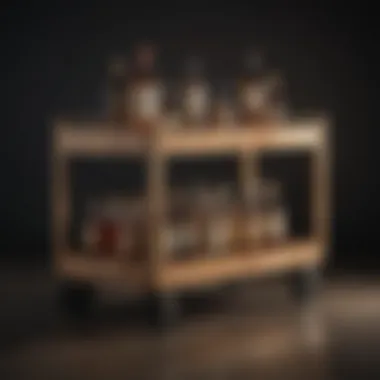 Minimalist liquor cart featuring natural wood finish