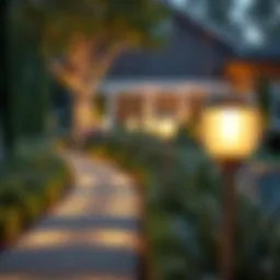 Elegant solar pathway lights illuminating a luxury garden