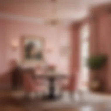 Blush Pink Elegance in a Cozy Dining Space Charming dining area enhanced by blush pink walls and tasteful decor