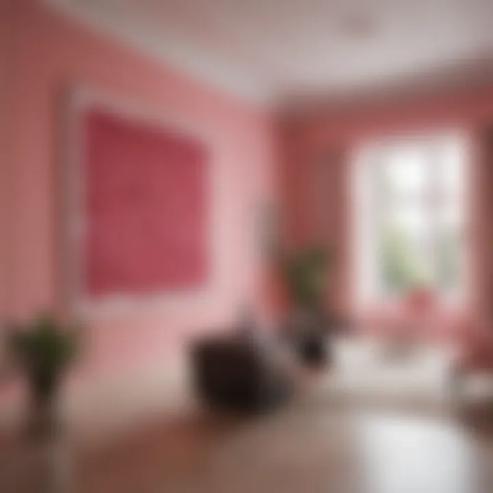 Stylish office space adorned with pink walls and contemporary art