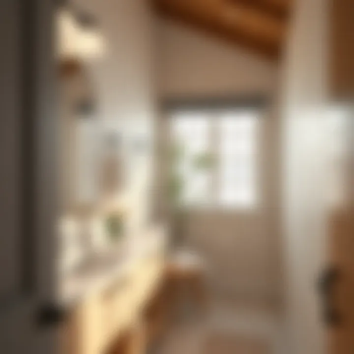 Chic bathroom with light color palette and stylish storage solutions