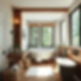 Serene small lake house bathroom with natural wood accents