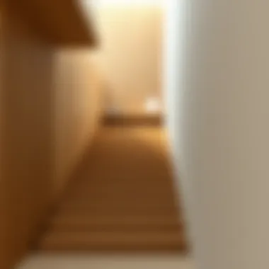 Minimalist wooden staircase design with sleek lines