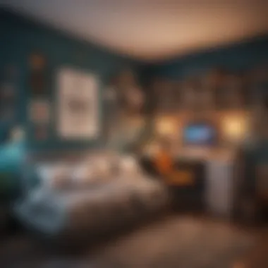 Personalized Teen Bedroom Design A vibrant teen bedroom showcasing personalized decor and functional study space.