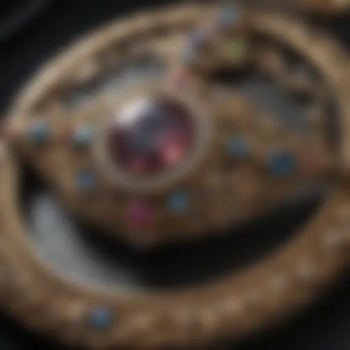 A close-up view of vintage jewelry with historical significance