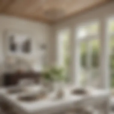 Inviting dining area adorned in cottage white paint and wooden accents