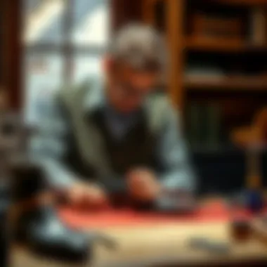Artisan craftsman working on luxury shoe design