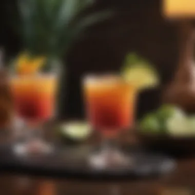 Assorted tropical juices elegantly presented with tequila