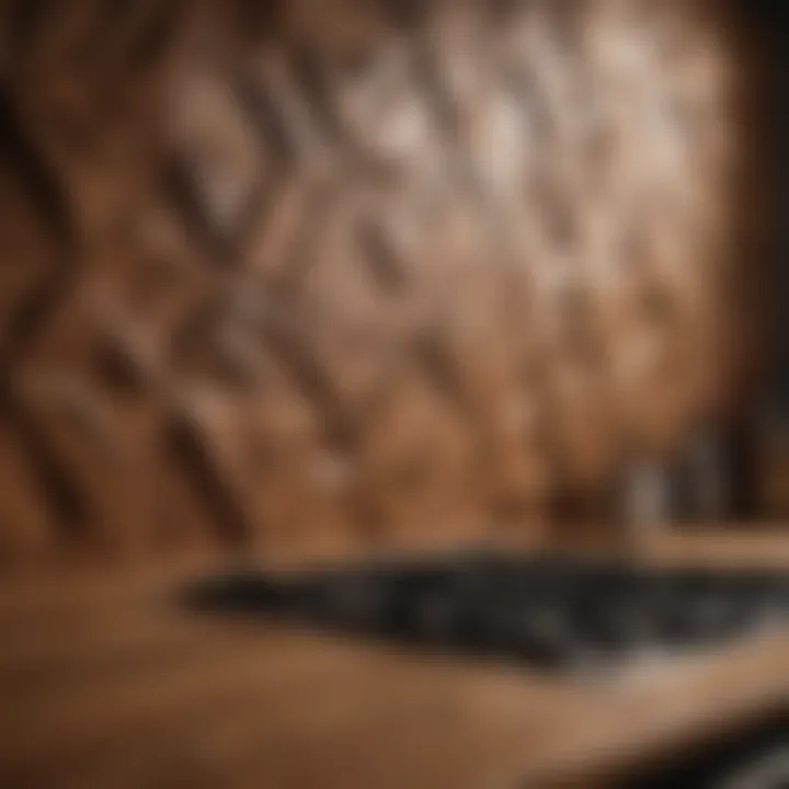 Geometric Wood Panel Backsplash