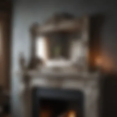 Cozy fireplace mantle embellished with ornate mirrors