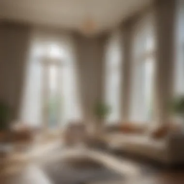 Elegant Living Room with Sheer Curtains Elegant living room featuring large sheer curtains allowing natural light.