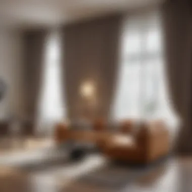 Stylish Curtains in a Modern Living Room Stylish large window curtains complementing modern living room decor.