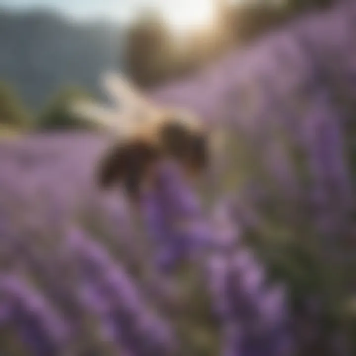 Lavender Bushes Abuzz with Bees